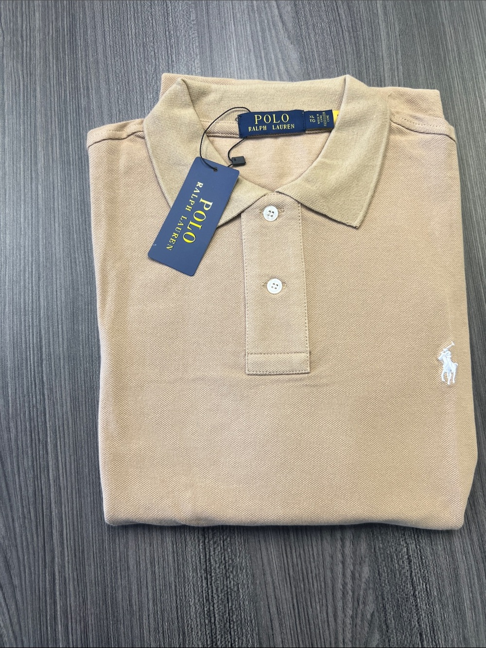 Polo Ralph Lauren Men’s Mesh Polo Shirt Tan Beige XL NWT